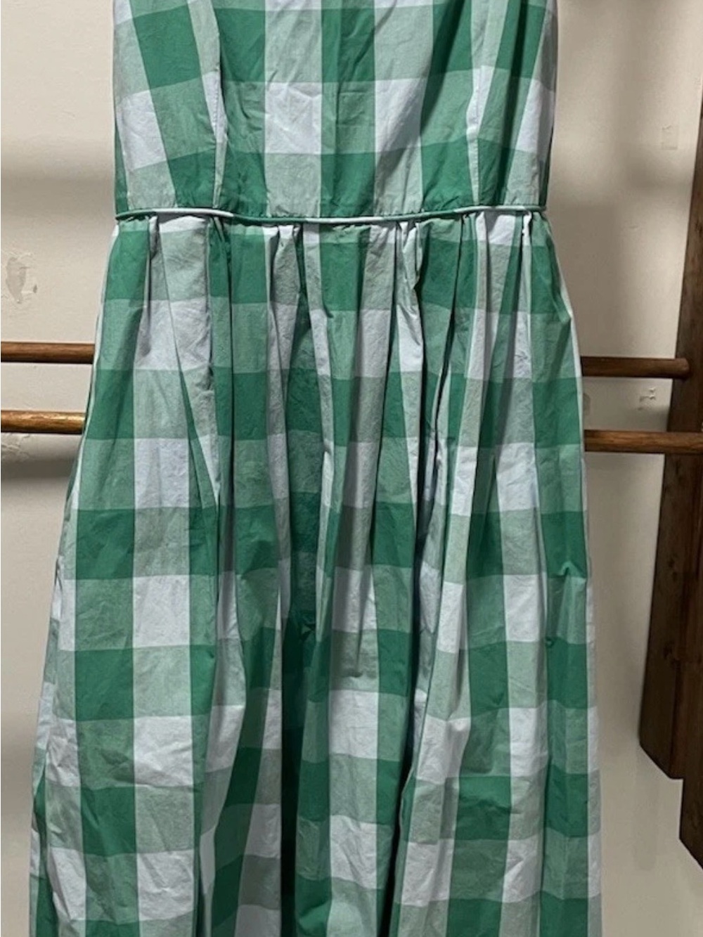 J. Crew Green and White Gingham Square-Neck Midi Dress - Picture 4 of 8